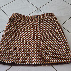 Anna Sui x Target Wool Blend Geometric Print Mini Skirt Brown Orange 1